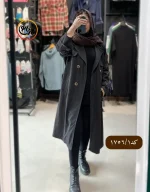 ترنچ کت بلند استر دار یقه انگلیسی