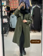 ترنچ کت بلند استر دار یقه انگلیسی کد 1756 - Image 3