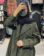 ترنچ کت بلند استر دار یقه انگلیسی کد 1756 - Image 2