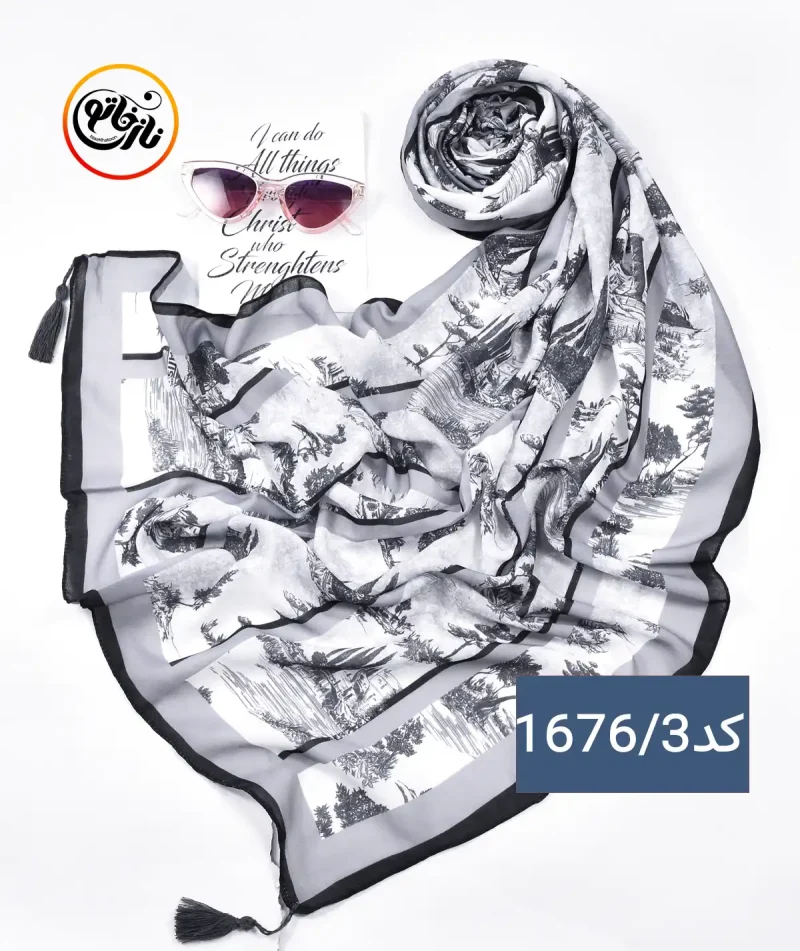 شال نخی طرحدار منظره کد 1676 - Image 4