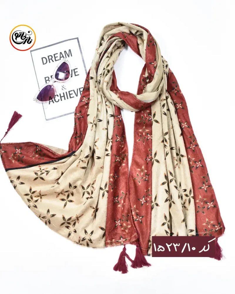 شال مخمل زرشکی کد 1523 - Image 11
