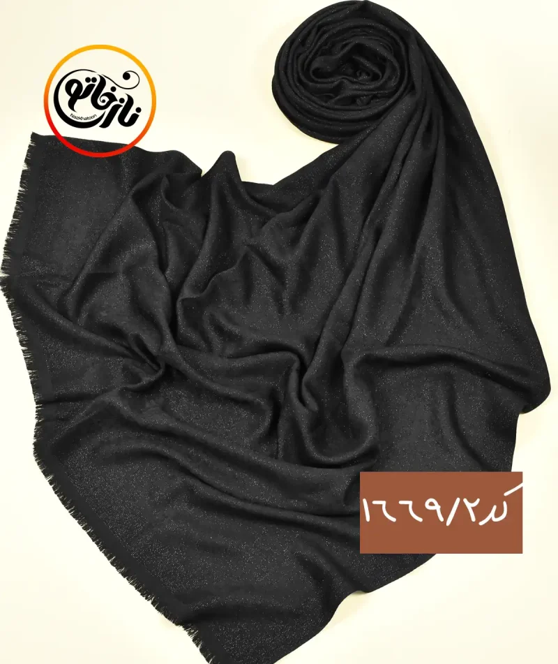 شال ژاکارد لمه مشکی کد 1669 - Image 4