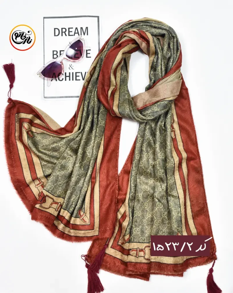 شال مخمل زرشکی کد 1523 - Image 3