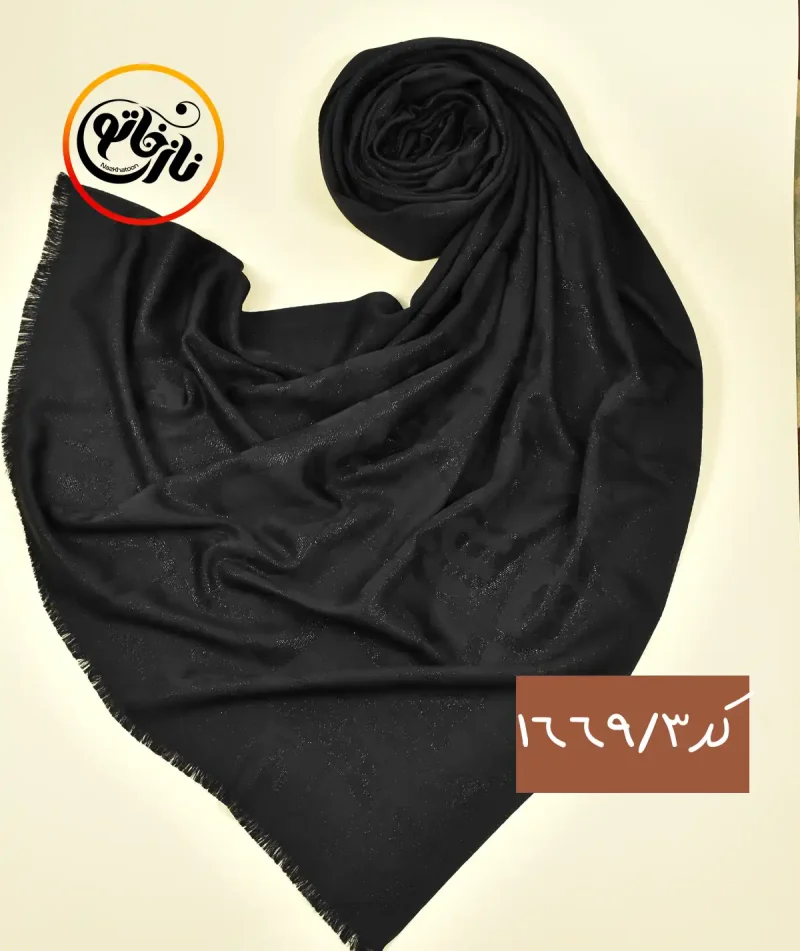 شال ژاکارد لمه مشکی کد 1669 - Image 6