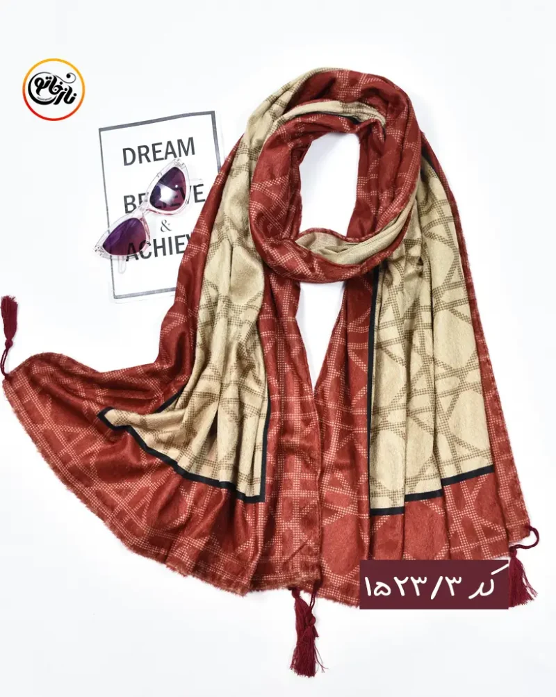 شال مخمل زرشکی کد 1523 - Image 4