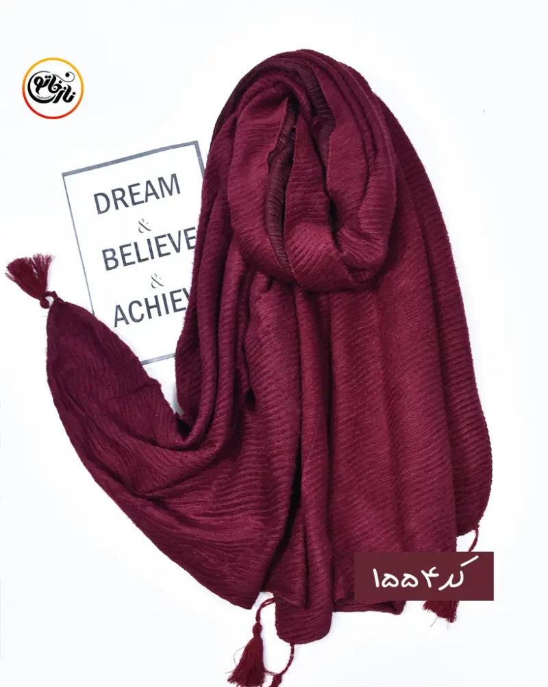 شال مخمل زرشکی کد 1554 - Image 2