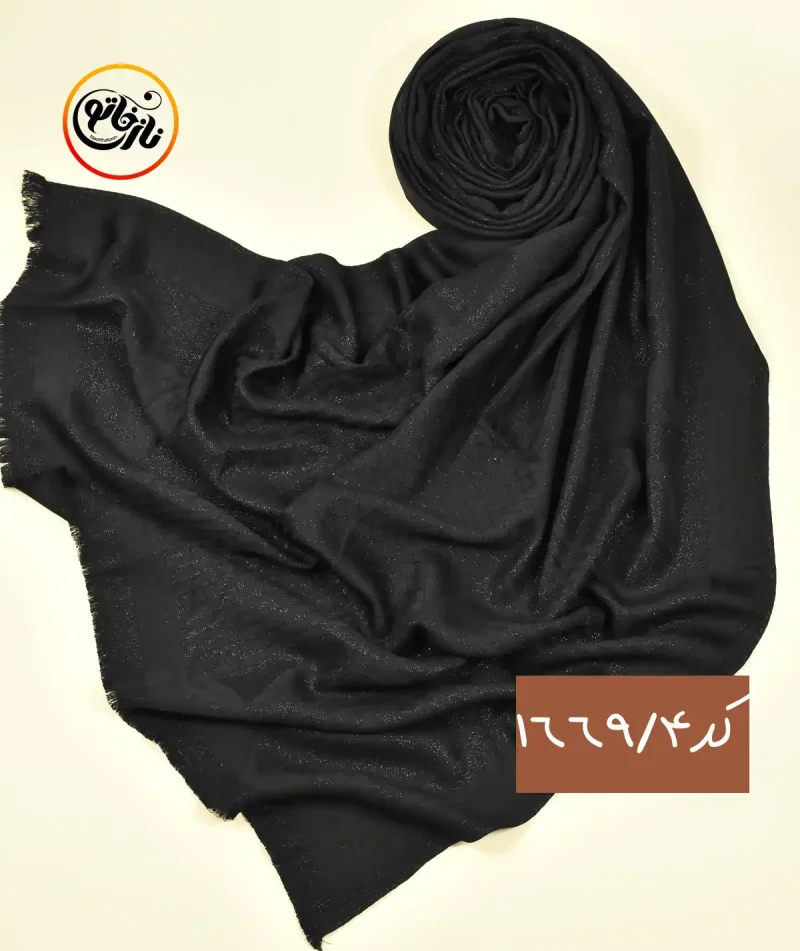 شال ژاکارد لمه مشکی کد 1669 - Image 8