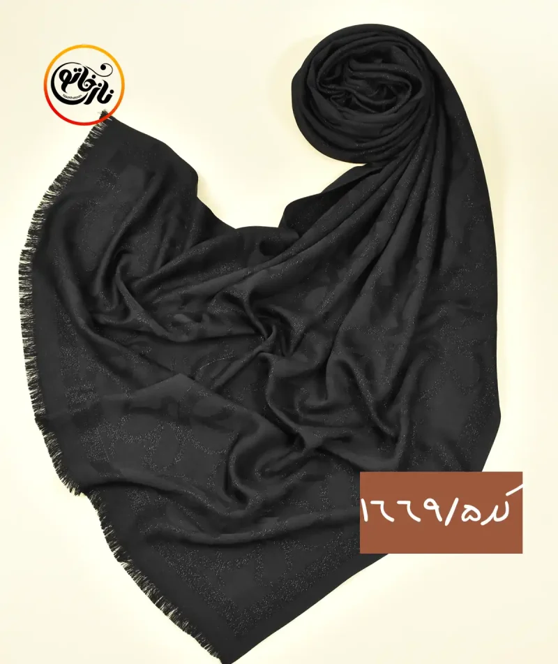 شال ژاکارد لمه مشکی کد 1669 - Image 10