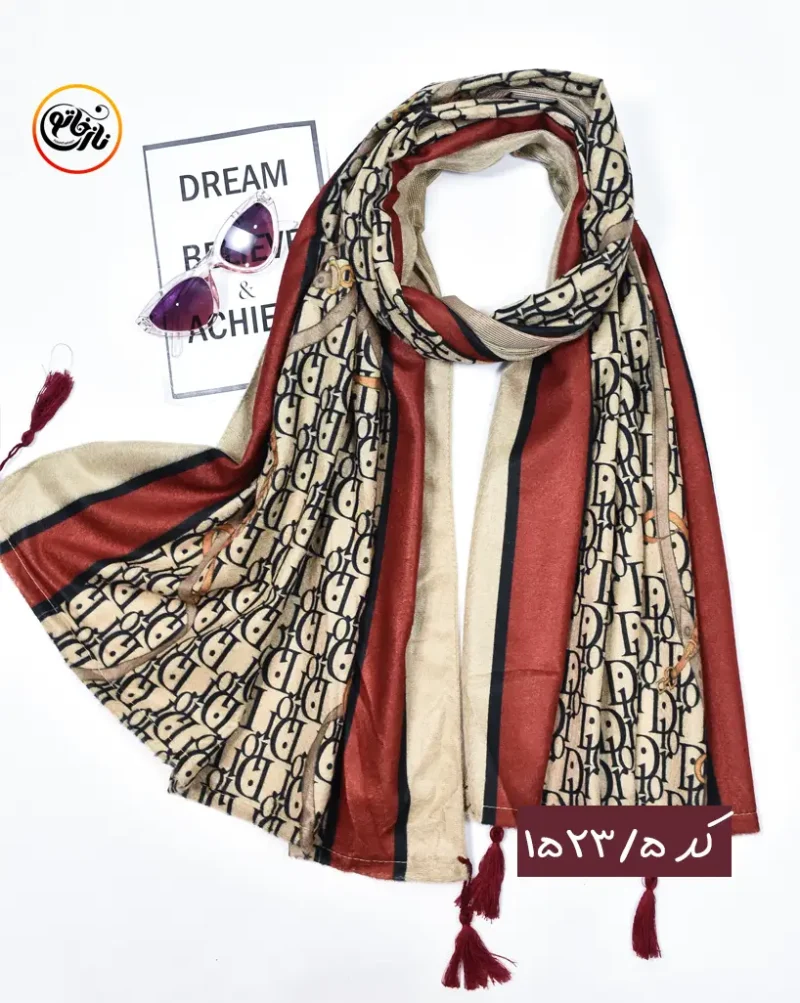 شال مخمل زرشکی کد 1523 - Image 6