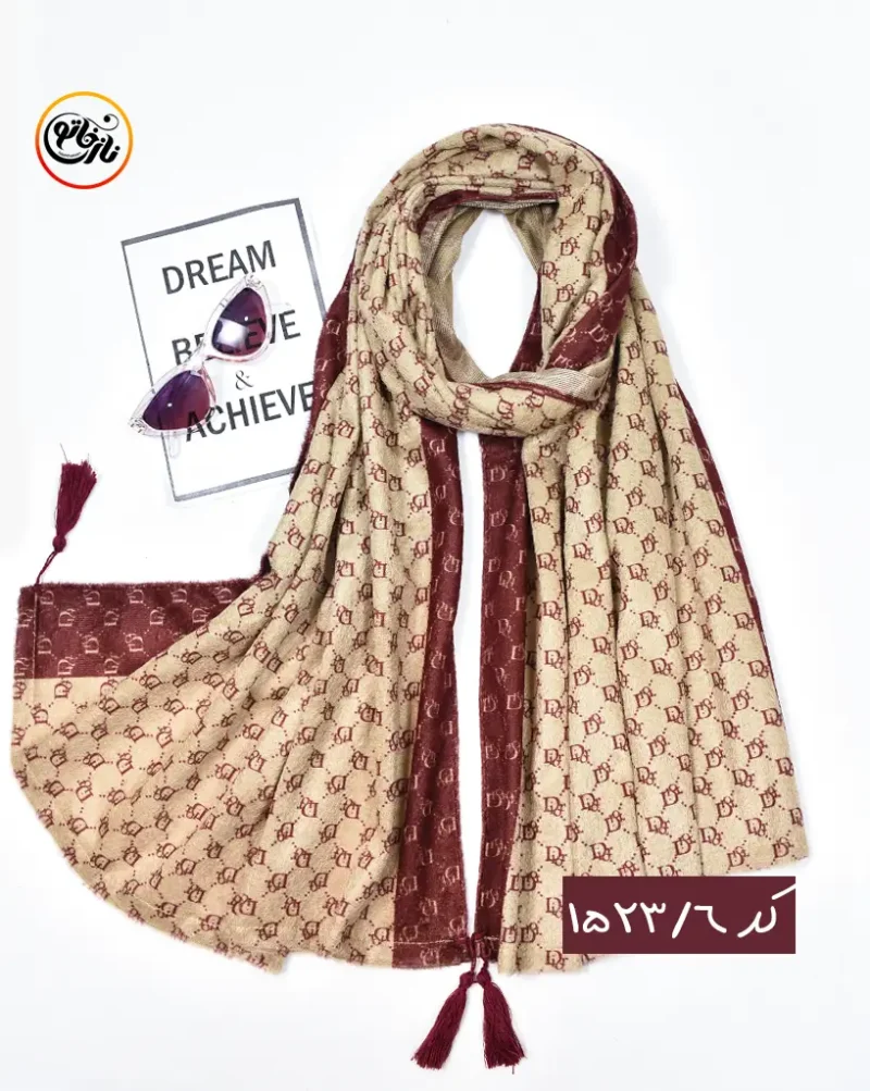 شال مخمل زرشکی کد 1523 - Image 7