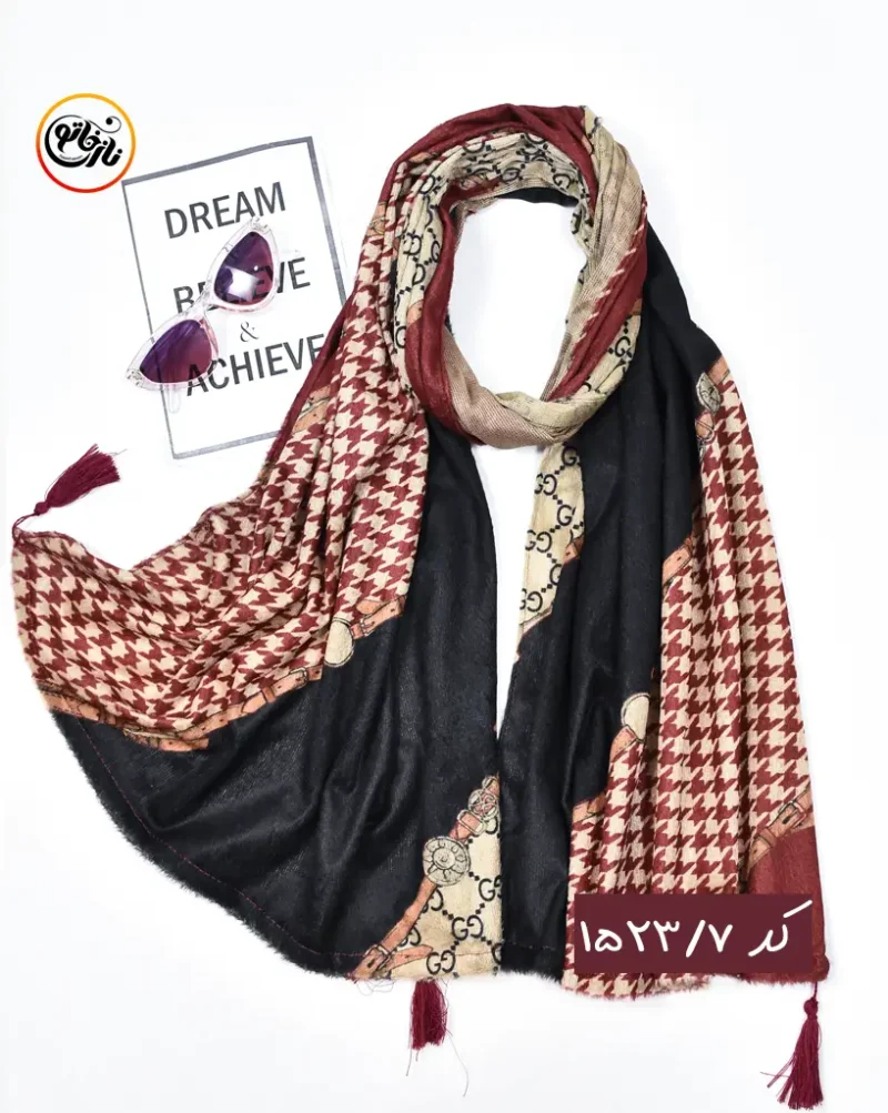 شال مخمل زرشکی کد 1523 - Image 8