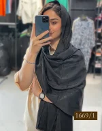 شال ژاکارد لمه مشکی کد 1669 - Image 3