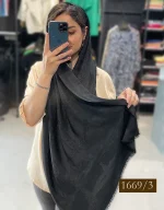 شال ژاکارد لمه مشکی کد 1669 - Image 2