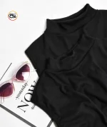 تاپ بلند یقه گرد مشکی کد 1748