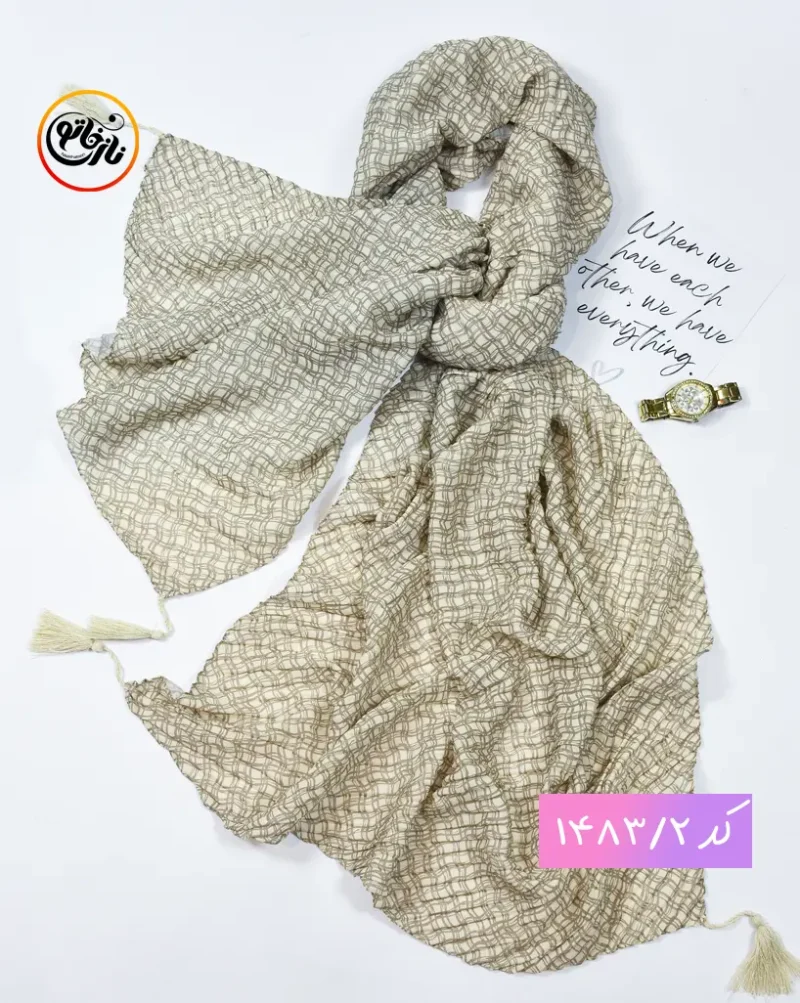 شال نخی طرحدار نسکافه ای کد 1483 - Image 3