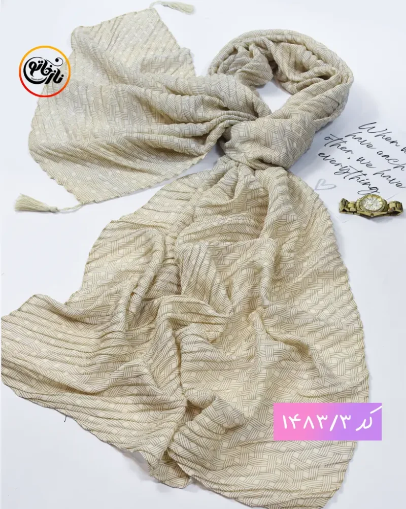 شال نخی طرحدار نسکافه ای کد 1483 - Image 4