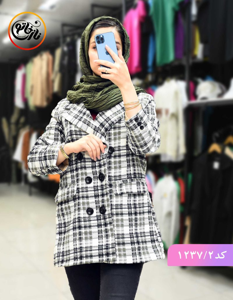 مانتو کتی چهارخونه پاییزه شنل قهوه ای