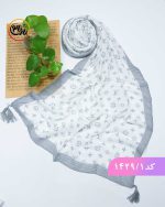 شال پلیسه سفید طوسی