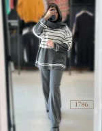 ست بافت راه راه طوسی