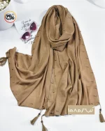 شال نسکافه ای مروارید دار