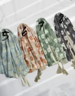 شال گل گلی پلیسه کد 1718 - Image 3