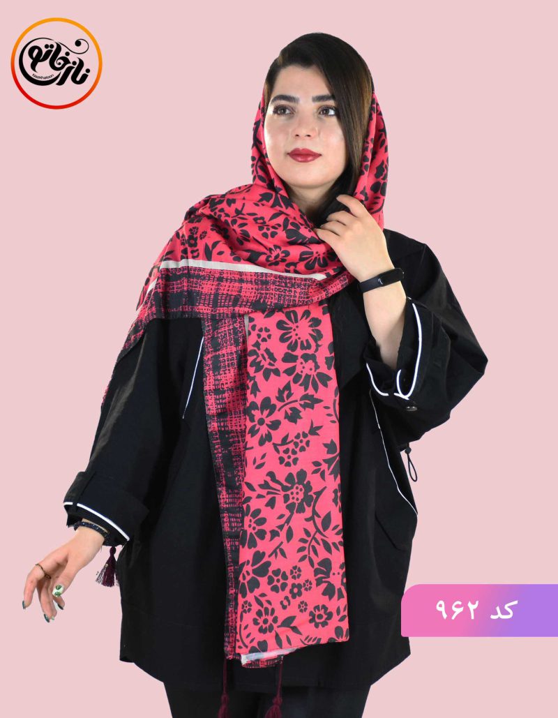 شال نخی رنگ سال گلدار کد962 - Image 2
