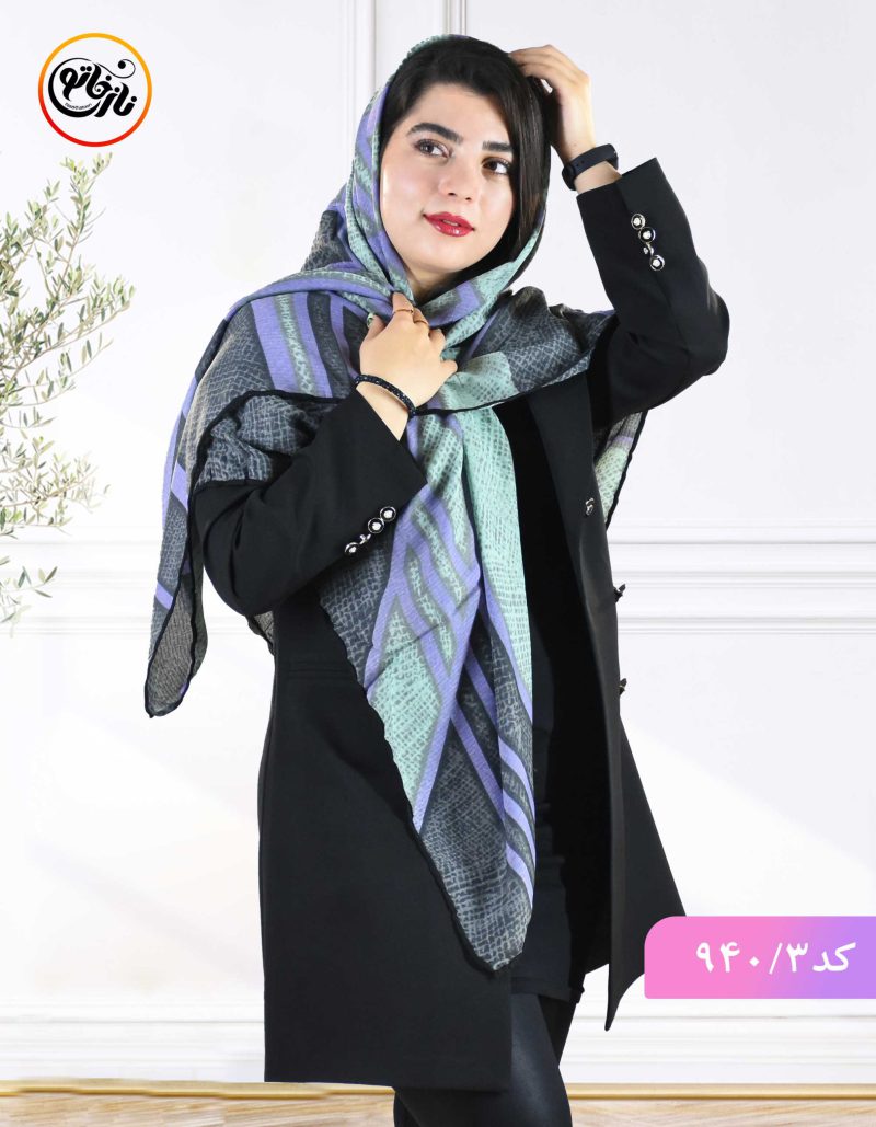روسری گارزا ژاکارد دور دست دوز