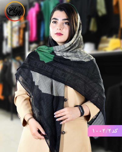 روسری گارزا ژاکارد چکاو سبز