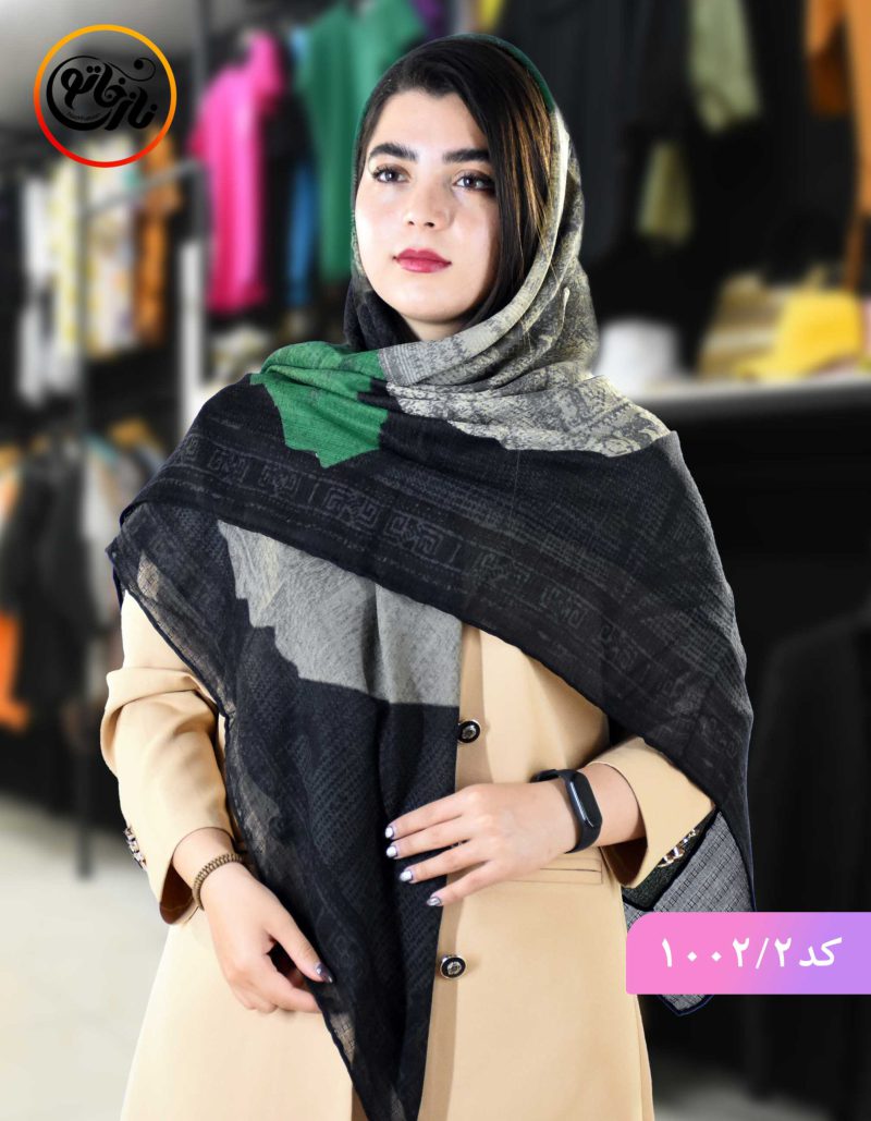 روسری گارزا ژاکارد چکاو سبز
