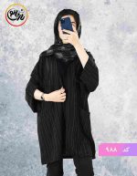مانتو مشکی راه راه کد 988 - Image 2