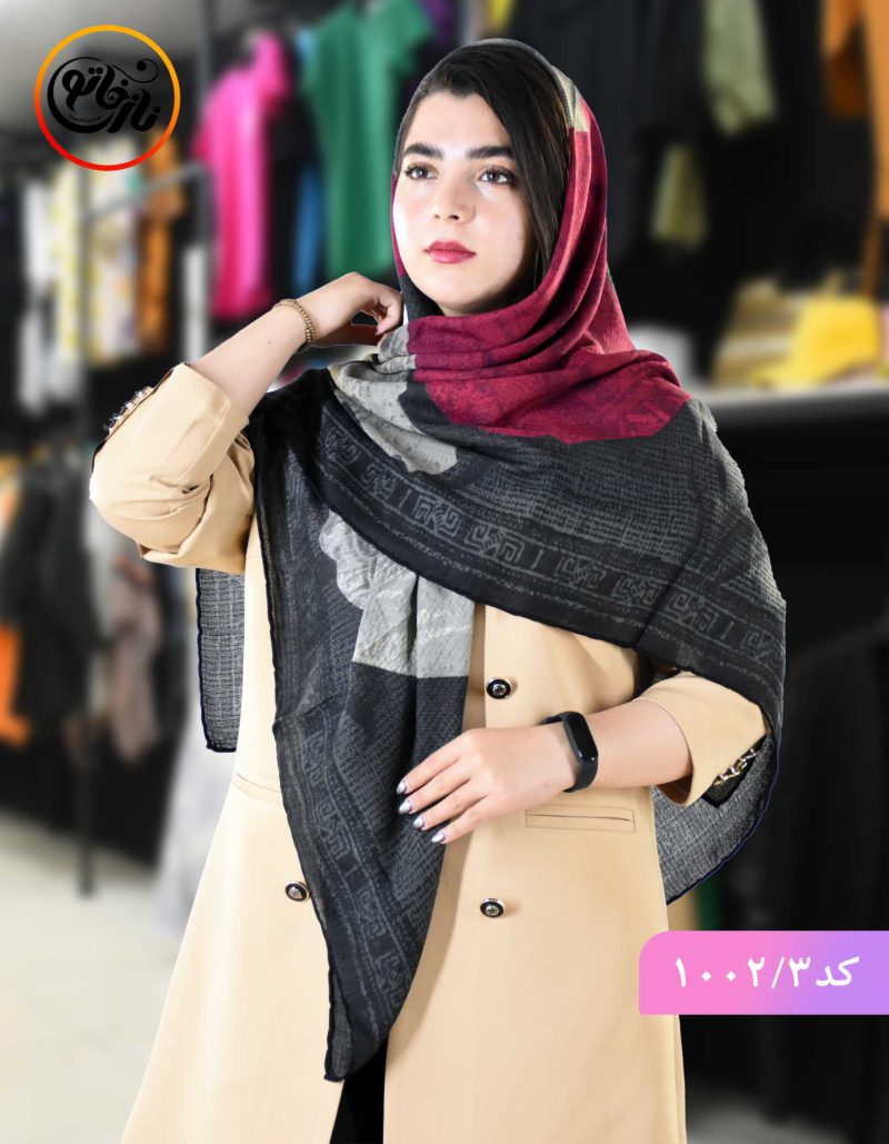 روسری گارزا ژاکارد چکاو صورتی