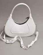 کیف چرم هلالی سفید