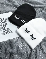 کلاه بافت سفید مشکی کد 1725