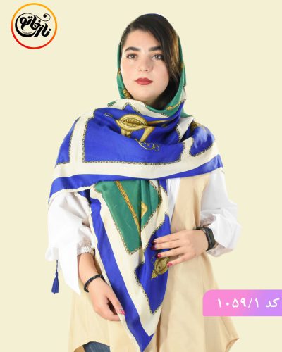 روسری نخی ارغوان ابی