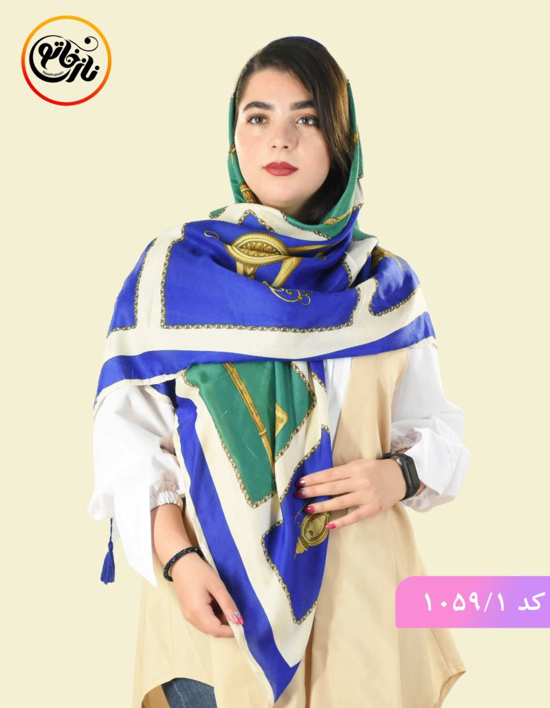 روسری نخی ارغوان ابی