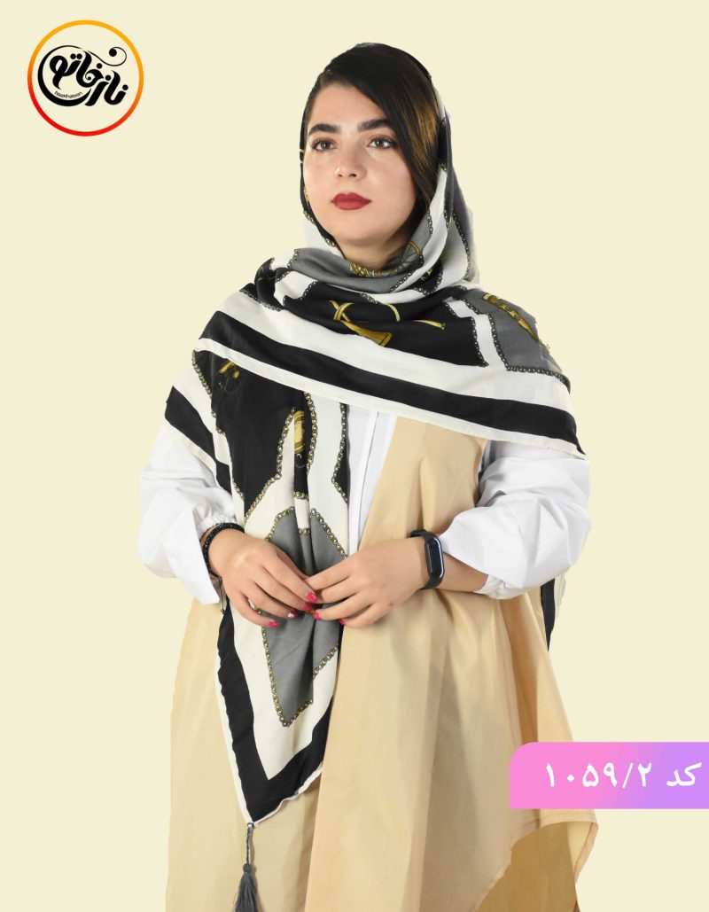 روسری نخی ارغوان طوسی