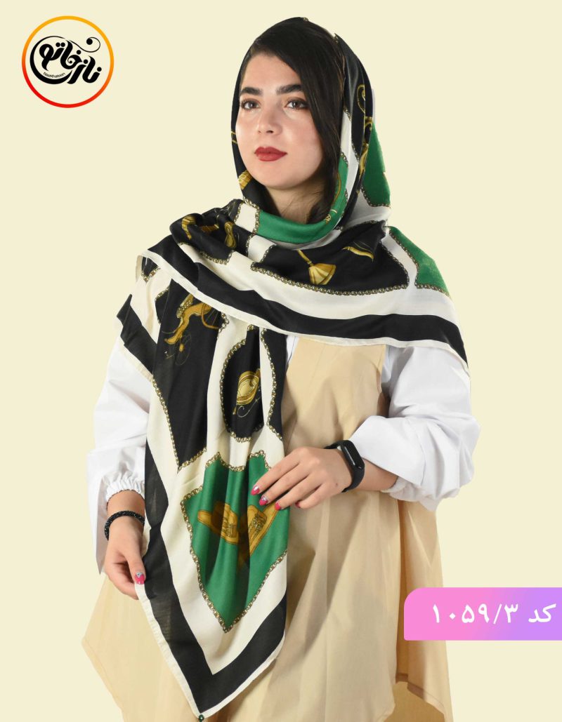 روسری نخی ارغوان سبز