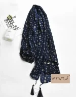 شال طرحدار سرمه ای کد 1729 - Image 5