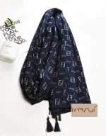 شال طرحدار سرمه ای کد 1729 - Image 7