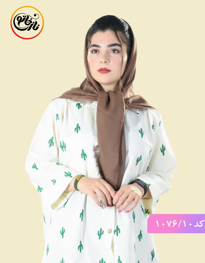 روسری ضد چروک قواره 110 قهوه ای