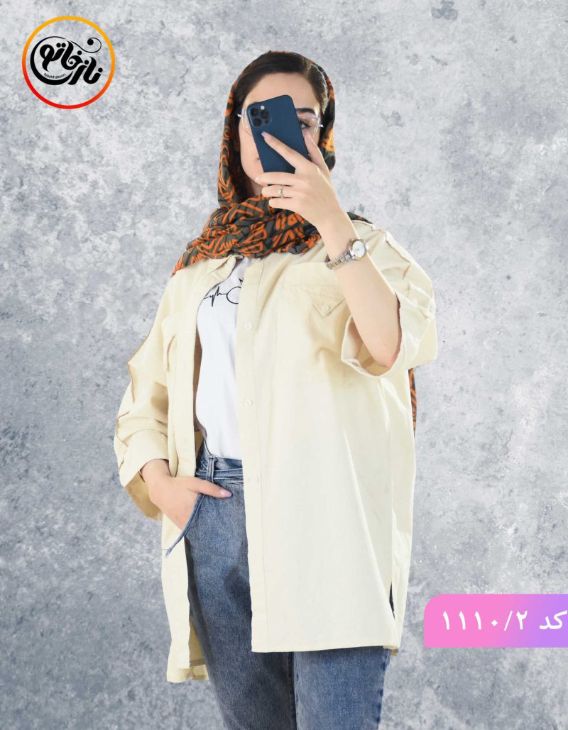 مانتو لینن استین دکمه ستایش کد 1110 - Image 5