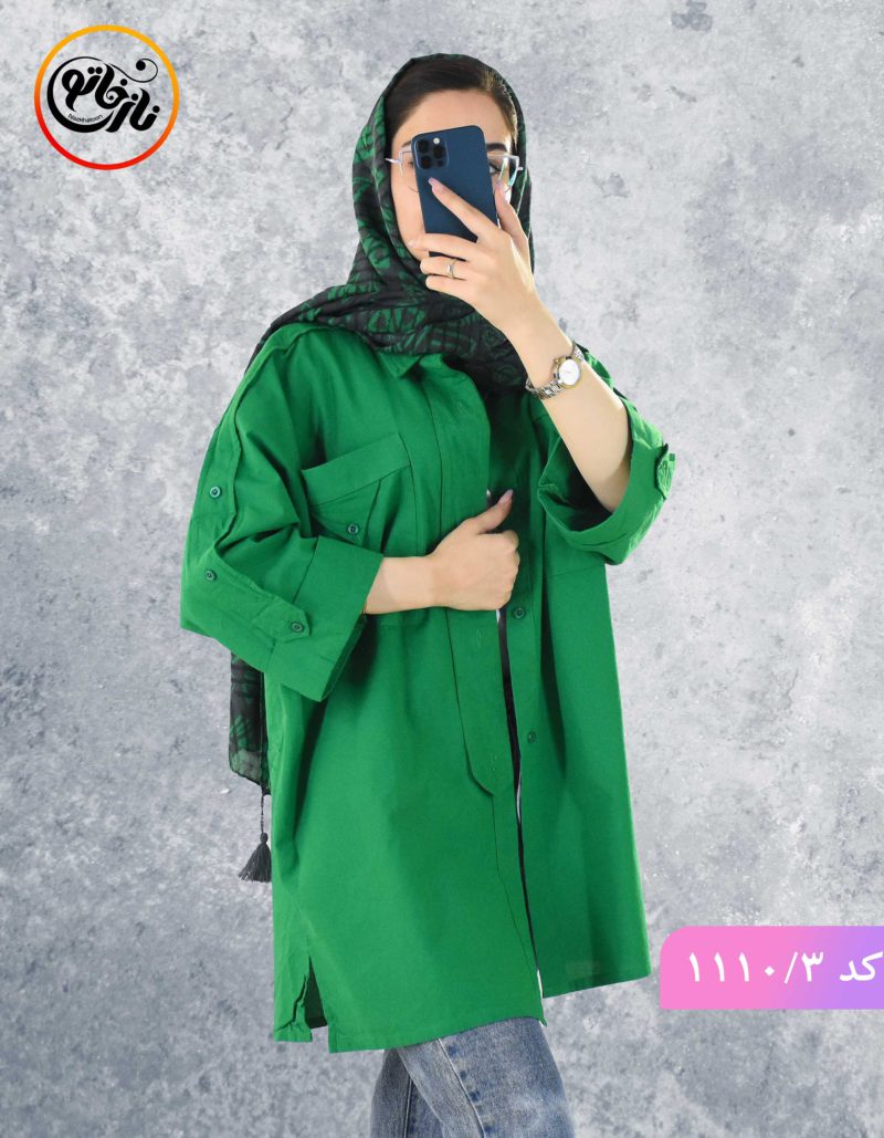 مانتو لینن استین دکمه ستایش کد 1110 - Image 6