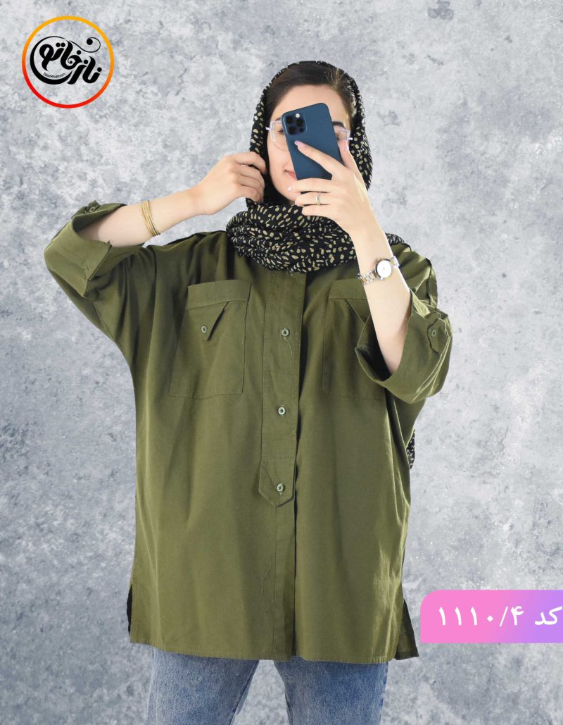 مانتو لینن استین دکمه ستایش کد 1110 - Image 7