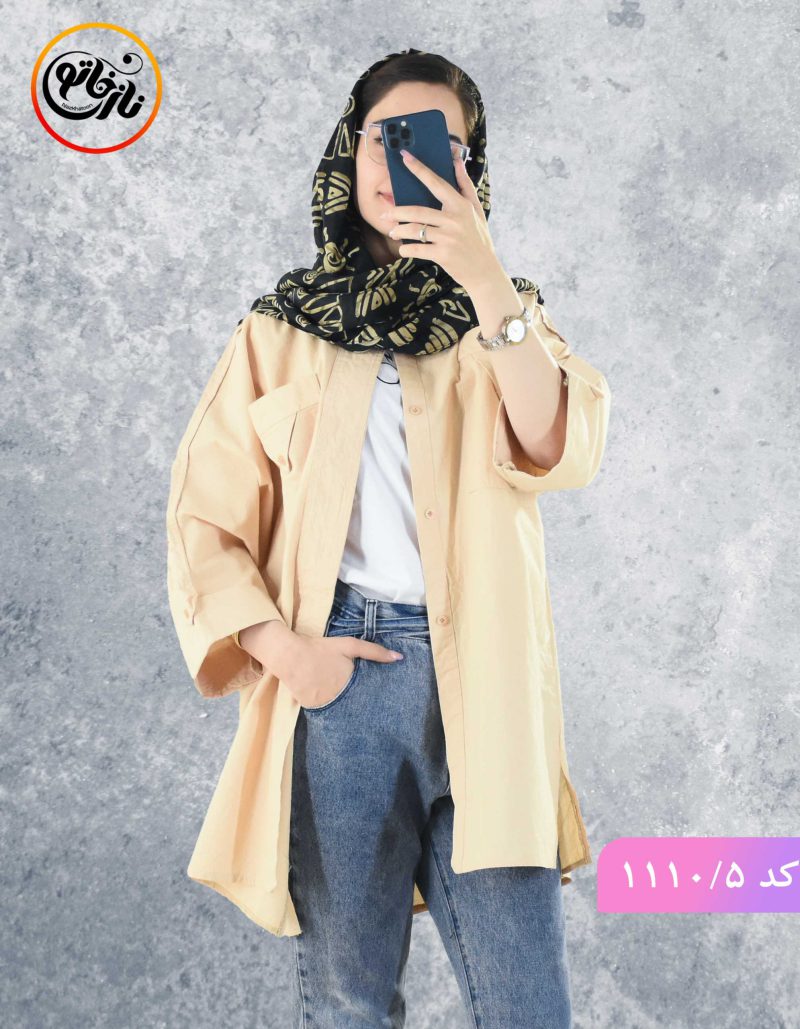 مانتو لینن استین دکمه ستایش کد 1110 - Image 8