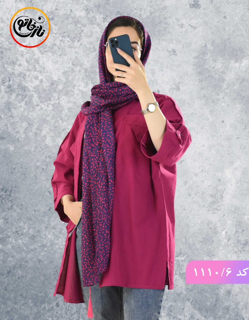 مانتو لینن استین دکمه ستایش کد 1110 - Image 11