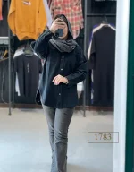 مانتو لینن مشکی دکمه دار