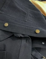 مانتو لینن مشکی دکمه دارکد 1783 - Image 2