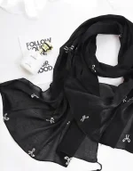 شال ژان ژان مشکی پاپیون کد1720