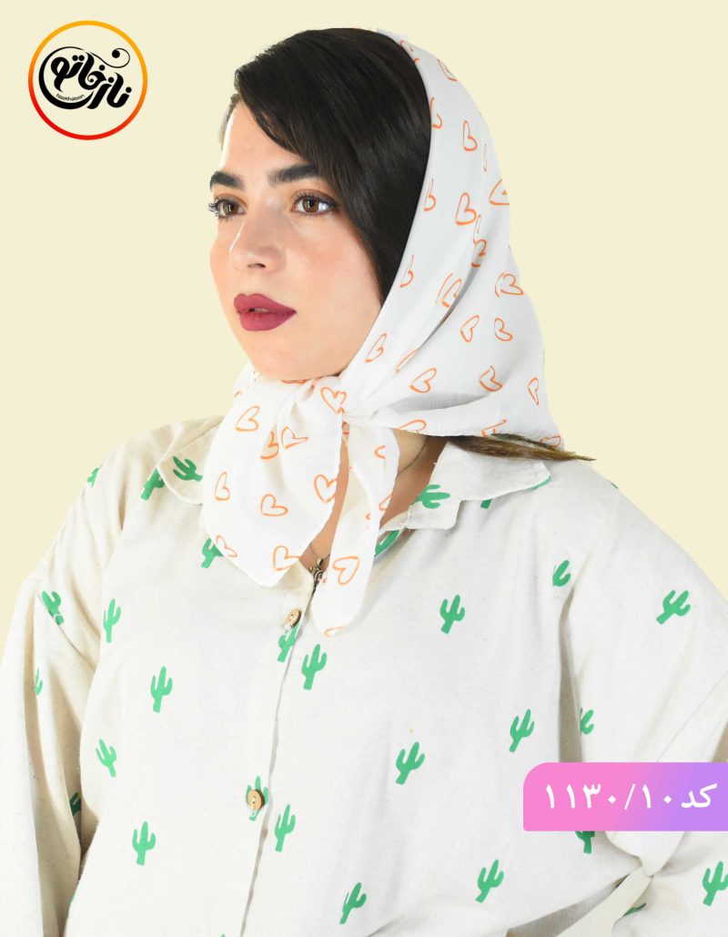 مینی اسکارف قلبی سفید نار نجی