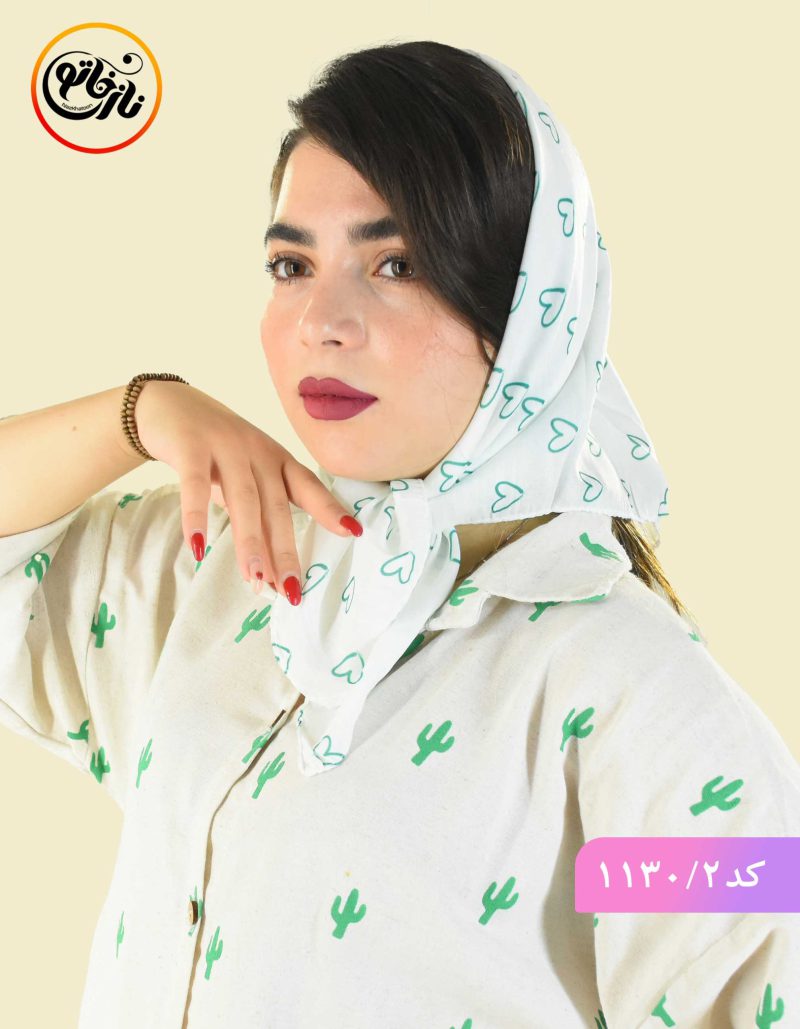 مینی اسکارف قلبی سفید